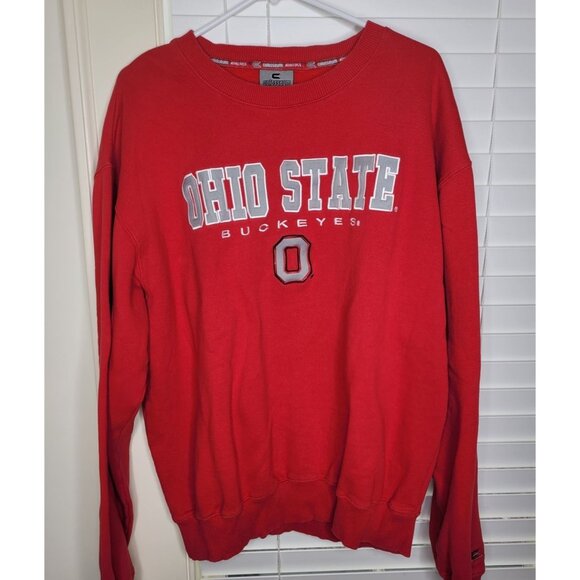 Ohio State Buckeyes Crewneck Sweatshirt Red XL Cotton blnd Embroidered Colosseum - Picture 1 of 7